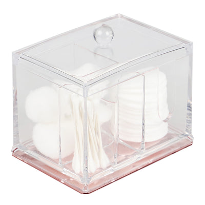 1 of 5:Home Basics Plastic Cotton Swab Organizer with Rose Bottom 