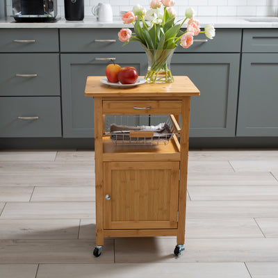 3 of 4:Neu Home Bamboo Rolling Kitchen Cart 