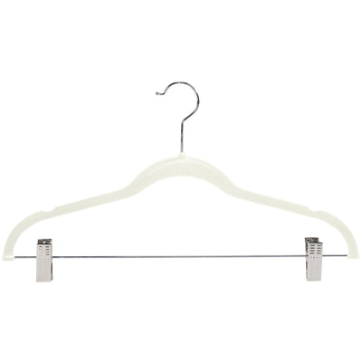 2 of 2:Simplify 6 Pack Velvet Hangers with Clips in Ivory 