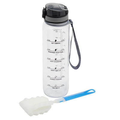 1 of 4:Bouteille de voyage motivante Home Basics avec brosse, 1 litre, transparente 