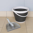 4 of 4:Ensemble de pelles à poussière en plastique Home Basics Chevron avec bord de nettoyage dentelé, gris 