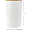 2 of 2:Home Basics Wave Ceramic Canister With Bamboo Lid, White, Large, 5x7.75 Inches 