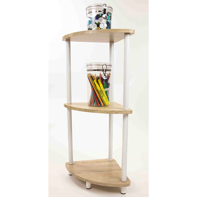 2 of 4:Home Basics Pine Wood 3 Tier Arc Corner Shelf, Natural 