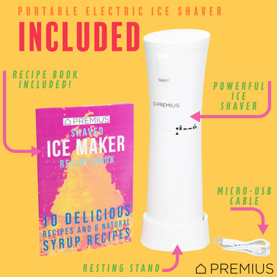 5 of 10:PREMIUS Rechargeable Cordless Hawaiian Shaved Ice Maker, Snow Cone Machine, White 