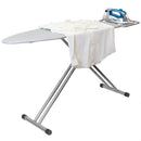1 of 4:Tabla de planchar Sunbeam extra ancha con patas en T y soporte para plancha de metal incorporado, color plateado 