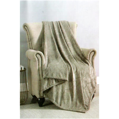 1 of 1:Paisley Embossed Plush Throw Blanket, Taupe, 50x60 Inches 