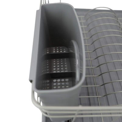 8 of 9:Home Basics Contempo 3 Piece Dish Rack, Gray, 18x13.75x6.5 Inches 