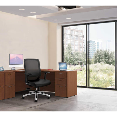 2 of 5:HON Exposure Task Mesh High-Back Computer Chair with Leather Seat, Black 