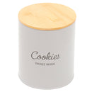1 of 1:Home Basics Tin Kitchen Canister With Bamboo Top, Cookies, Bonny Grey, 5.5x6.5 Inches 