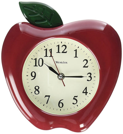 1 of 2:Westclox 3D Apple Shaped Wall Clock, Red, 10 Inches 