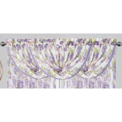 9 of 17:Yeldez Floral Foil Sheer Rod Pocket Window Panel and Valance Treatment, All Sold Separately 