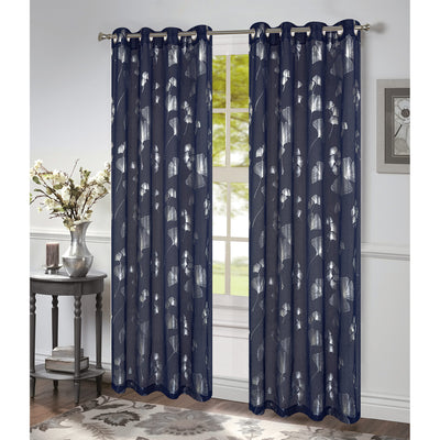 3 of 6:Felicity Ginkgo Leaf Foil Print Sheer Grommet Window Panel, 54x84 Inches 