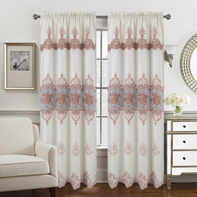 5 of 5:Panneau de fenêtre à passe-tringle en macramé floral Caroline avec cantonnière attachée, 55 x 84 pouces 