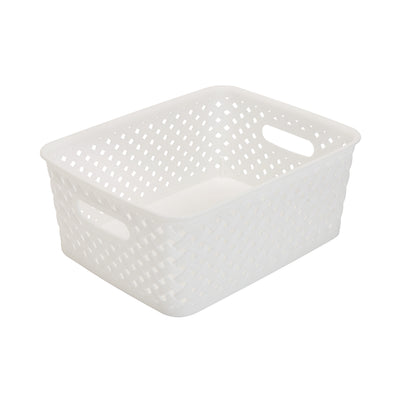 1 of 3:Petit bac de rangement en résine tressée blanche de Simplify 