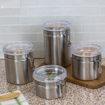2 of 4:Ensemble de 4 boîtes en acier inoxydable Home Basics 