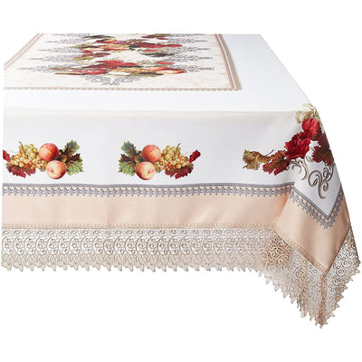 3 of 15:Fruttela Decorative Tablecloth with Macrame Lace Trimming 