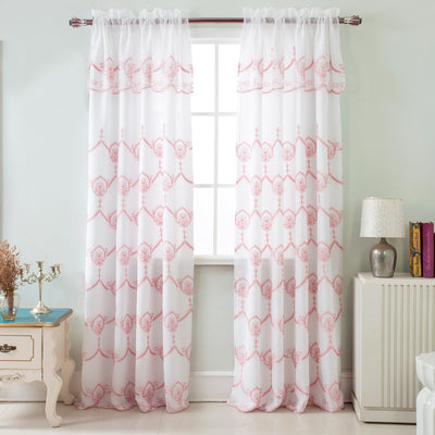 1 of 6:Rochelle Embroidered Rod Pocket Panel With Attached Valance, 54x90 Inches 