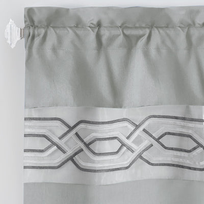 19 of 40:Paige Embroidered Kitchen Curtain and Valance Set, Tiers 55x36, Valance 55x13 Inches 