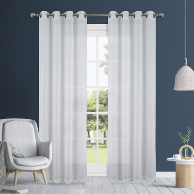 1 of 2:Panneau de fenêtre transparent métallique à œillets Aria Ikat Dash, 54 x 84 pouces 