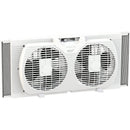 1 of 9:Ventilateur de fenêtre double Comfort Zone avec flux d'air réversible, pale de 7 pouces, blanc 