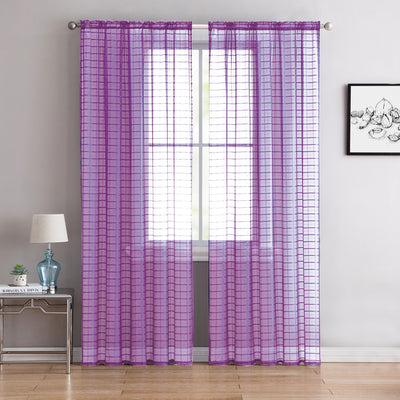 1 of 52:Lisa Plaid Sheer Rod Pocket Panel, Black, 55x90 Inches 