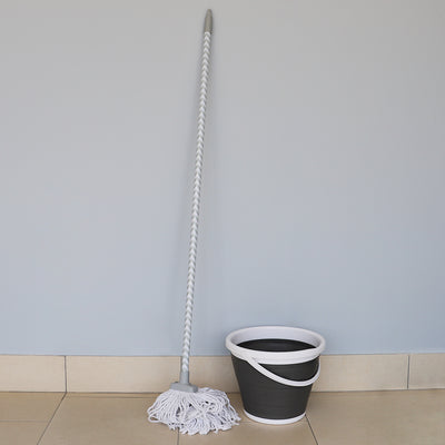 3 of 3:Home Basics Chevron All Purpose Wet Cotton Twist Mop, Grey 