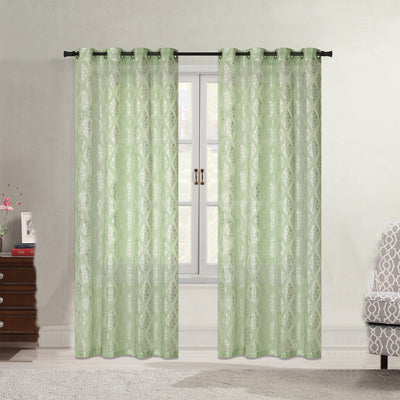 4 of 8:Karson Damask Foil Printed Sheer Grommet Window Panel, 54x84 Inches 