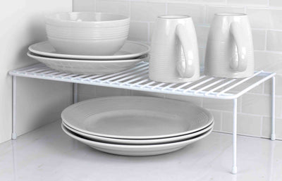 1 of 2:Étagère d'appoint Home Basics, grande et lourde, blanche, 25 x 44 x 13,3 cm 