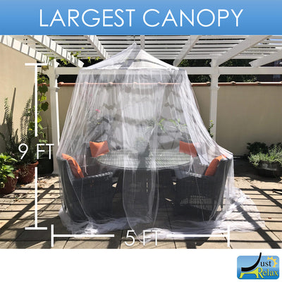 3 of 8:Just Relax - Mosquitera redonda para interior y exterior, extragrande, color blanco, 5 x 9 pies 