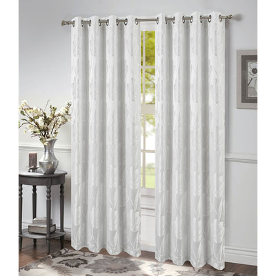 1 of 8:Azure Floral Jacquard Grommet Window Panel, 54x84 Inches 