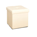 1 of 4:Pouf cube de rangement pliable en similicuir Simplify, couleur ivoire 