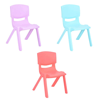 1 of 1:JOON Stackable Plastic Kids Learning Chairs Set, Lilac-Baby Blue-Coral 