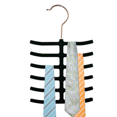 3 of 5:Home Basics 6 Tier Non-Slip Velvet Tie Hanger, Black, 3-Pack 