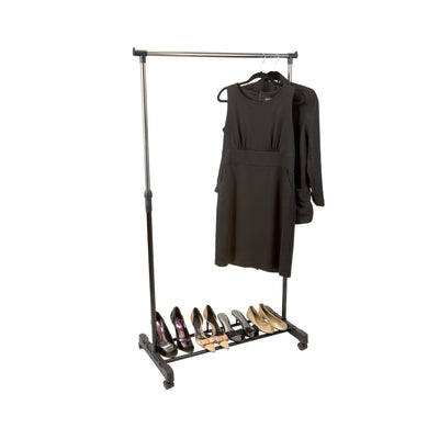 2 of 4:Simplify Single Tier Adjustable Height Rolling Garment Rack 