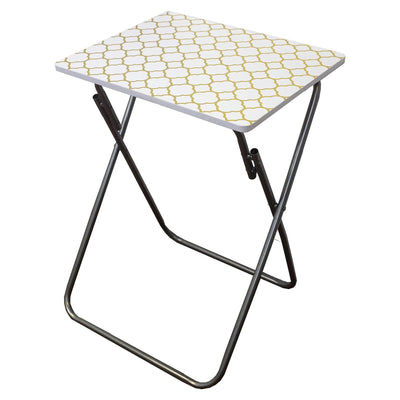 1 of 4:Home Basics Multi-Purpose Folding Table, Scallop Mettalic Silver, 15x19x25.5 Inches 