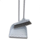 3 of 4:Home Basics Chevron Upright Angled Broom and Plastic Dust Pan Set with Comfort Grip Handle, Grey 