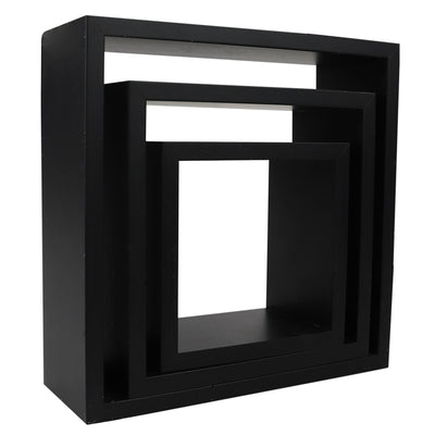 3 of 4:Home Basics 3 Piece MDF Floating Wall Cubes, Black 