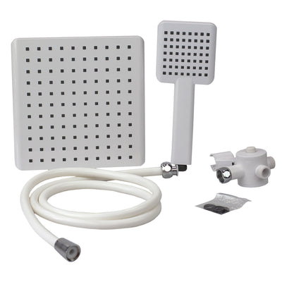3 of 4:Home Basics Hydrospa Luxe Dual  Function Handheld Shower Massager with Extra Wide Rainfall Shower Head and 5 ft Tangle-Free Hose, White 