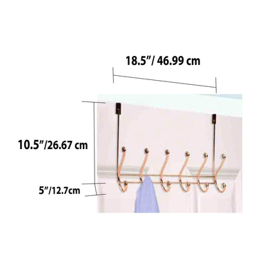 5 of 6:Home Basics 6 Hook Over the Door Hanging Rack, Rose Gold 