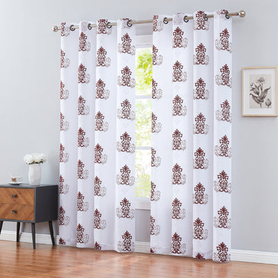 5 of 6:Ludlow - Panel de ventana con ojales bordados de damasco de 2 capas con respaldo de 54 x 84 pulgadas 