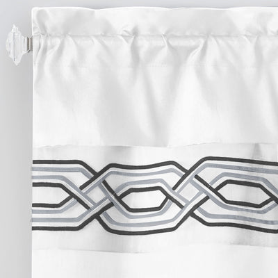 6 of 40:Paige Embroidered Kitchen Curtain and Valance Set, Tiers 55x36, Valance 55x13 Inches 