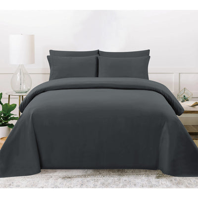 20 of 20:PREMIUS 4-6 Piece Solid Microfiber Wrinkle-Free Sheet Set 