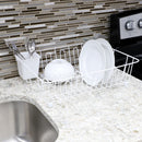 3 of 3:Grand égouttoir à vaisselle en fil de fer recouvert de vinyle avec porte-ustensiles Home Basics, blanc 