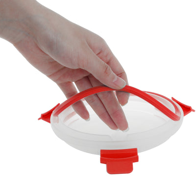 3 of 4:Home Basics Boîte ronde de conservation des aliments en verre borosilicaté anti-fuite et anti-éclaboussures, lavable au lave-vaisselle, avec couvercle hermétique en plastique, rouge, 21 oz 