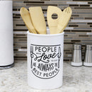 4 of 4:Home Basics Love - Vasija de cerámica para utensilios, color blanco 