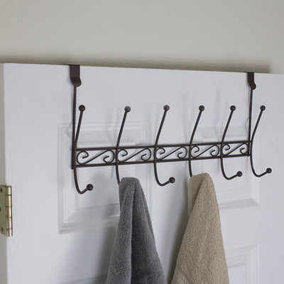 5 of 8:Home Basics 6 Hook Over Door Hook Rack, Scroll, 19.5x5x9.75 Inches 