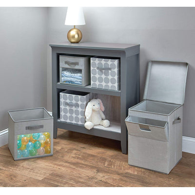 3 of 3:iDesign Fabric Storage Cube Bin With Clear Window, Gray, 10.5x10.5x11 Inches 