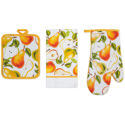 14 of 15:PREMIUS 3 Piece Printed Kitchen Linen Set, 1 Cotton Towel, 1 Pot Holder, 1 Oven Mitt 