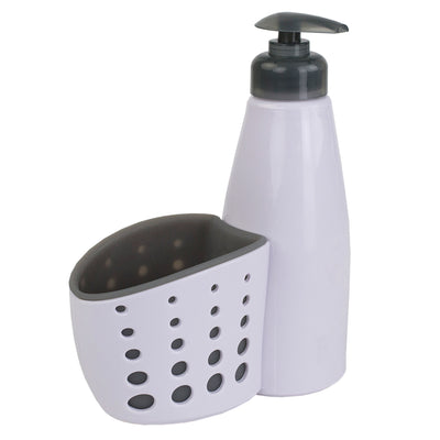 3 of 6:Home Basics Soap Dispenser with Perforated Sponge Holder, White 