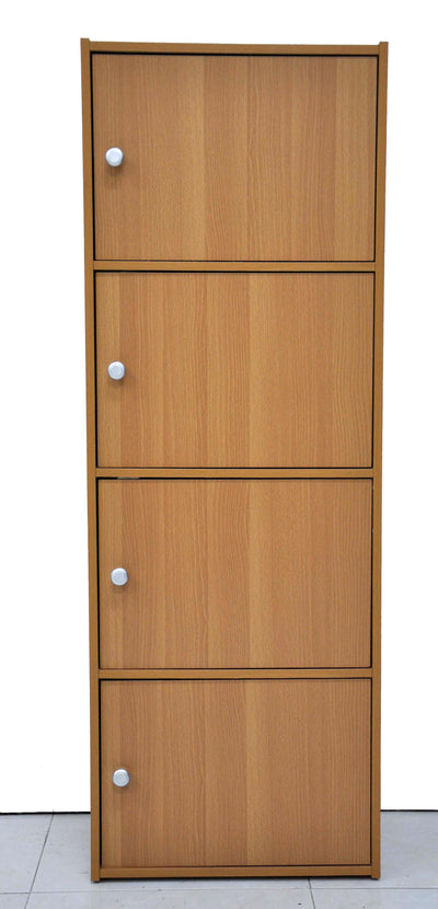 1 of 1:Home Basics Gabinete de madera de 4 cubos, natural 
